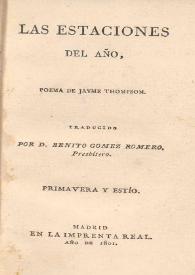 Portada:Las estaciones del año : poema / de Jayme Thompson ; traducción por Benito Gomez Romero