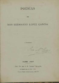 Portada:Poesías  / de Bernardo López García