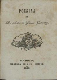 Portada:Poesías  / de Antonio García Gutierrez