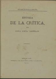 Historia de la crítica / por Sofía Tartilán