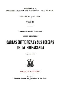 Portada:Cartas entre Rizal y sus colegas de la propaganda (1889-1896). Segunda parte / José Rizal