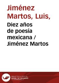 Diez años de poesía mexicana / Jiménez Martos