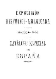 Portada:Catálogo de los documentos históricos de Indias presentados por la nación española a la Exposición Histórico-Americana de Madrid