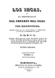 Portada:Los Incas o La destrucción del Imperio del Perú / Jean-François Marmontel
