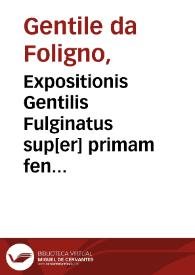 Portada:Expositionis Gentilis Fulginatus sup[er] primam fen quarti canonis Avicen[n]e: q[ue] tractat de febribus cum textu Avicenne