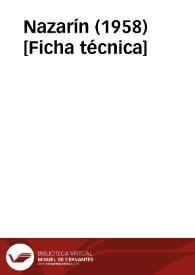 Nazarín (1958) [Ficha técnica] | Biblioteca Virtual Miguel de Cervantes