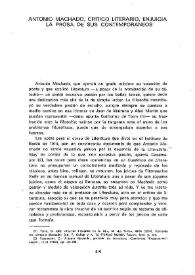 Portada:Antonio Machado, crítico literario, enjuicia la prosa de sus contemporáneos / José María Díez Borque