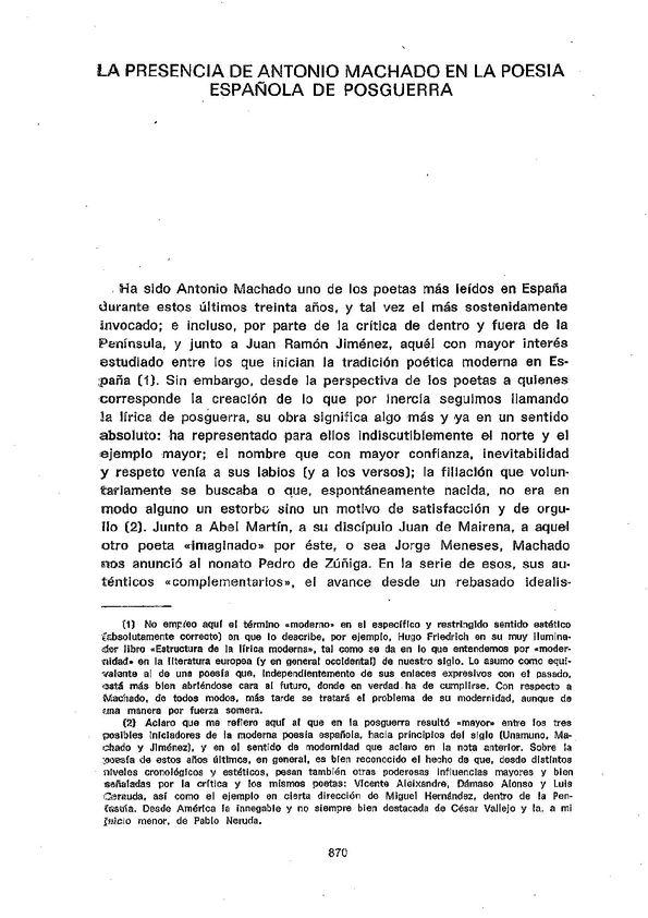 La presencia de Antonio Machado en la poesía española de posguerra / José Olivio Jiménez | Biblioteca Virtual Miguel de Cervantes