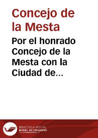 Portada:Por el honrado Concejo de la Mesta con la Ciudad de Cordoua sobre los derechos de passo del Puerto del Guijo