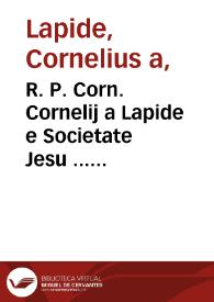 Portada:R. P. Corn. Cornelij a Lapide e Societate Jesu ... Commentarius in acta apostolorum