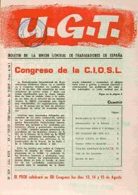 Portada:U.G.T. : Boletín de la Unión General de Trabajadores de España en Francia. Núm. 329, julio de 1972