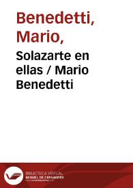 Portada:Solazarte en ellas / Mario Benedetti