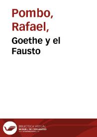 Portada:Goethe y el Fausto