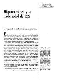 Portada:Hispanoamérica y la modernidad de 1922 / por Francisco José López Alfonso