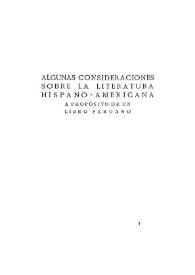 Algunas consideraciones sobre la literatura hispano-americana. A propósito de un libro peruano / por Miguel de Unamuno | Biblioteca Virtual Miguel de Cervantes