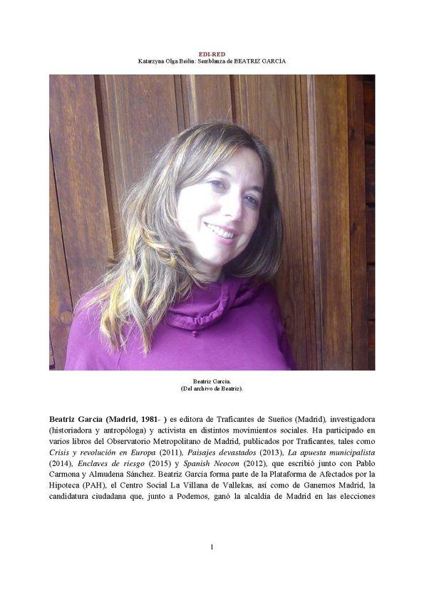Beatriz García (1981-) [Semblanza] / Katarzyna Olga Beilin | Biblioteca Virtual Miguel de Cervantes