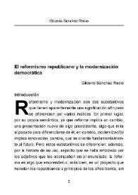 Portada:El reformismo republicano y la modernización democrática / Glicerio Sánchez Recio
