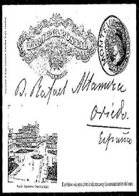 Portada:Tarjeta postal de M. Monzó Criado a Rafael Altamira. Montevideo, 1 de abril de 1910