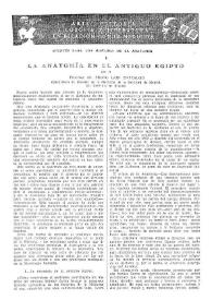 Portada:La anatomía en el antiguo Egipto / por el profesor Dr. Pedro Laín Entralgo