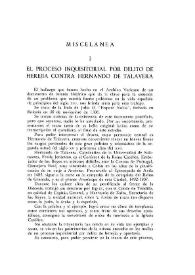 El proceso inquisitorial por delito de herejía contra Hernando de Talavera / Tarsicio Herrero del Collado | Biblioteca Virtual Miguel de Cervantes