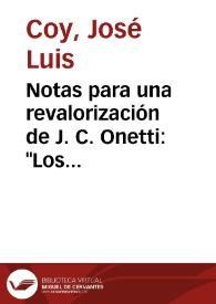 Notas para una revalorización de J. C. Onetti: "Los adioses" / José Luis Coy | Biblioteca Virtual Miguel de Cervantes