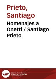 Portada:Homenajes a Onetti / Santiago Prieto