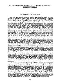 Portada:El \"Diccionario Histórico\" y otras cuestiones lexicográficas