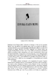 Portada:Editorial Cuarto Propio (1984-) [Semblanza] / Carol Arcos Herrera