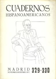 Portada:Cuadernos Hispanoamericanos. Núm. 329-330, noviembre-diciembre 1977