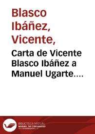 Portada:Carta de Vicente Blasco Ibáñez a Manuel Ugarte. Menton, 23 de abril de 1924