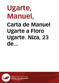 Portada:Carta de Manuel Ugarte a Floro Ugarte. Niza, 23 de enero de 1933