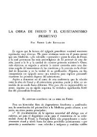 Portada:La obra de Freud y el cristianismo primitivo / Por Pedro Laín Entralgo