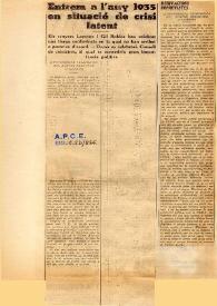 Portada:Entrem a l'any 1935 en situació de crisi latent