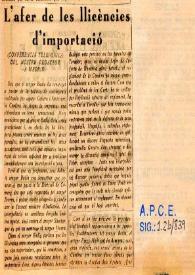 Portada:L'afer de les llicències d'importació