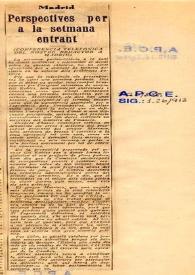 Portada:Perspectives per a la setmana entrant