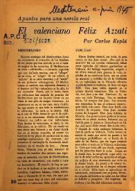 Portada:El valenciano Félix de Azzati / por Carlos Esplá
