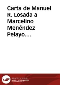 Portada:Carta de Manuel R. Losada a Marcelino Menéndez Pelayo. Oviedo, 10 mayo 1881