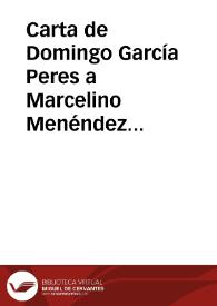Portada:Carta de Domingo García Peres a Marcelino Menéndez Pelayo. Setubal, 2 febrero 1882.