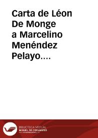 Portada:Carta de Léon De Monge a Marcelino Menéndez Pelayo. Argenteau (Visé), 23 aout 1890