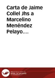 Portada:Carta de Jaime Collel Jhs a Marcelino Menéndez Pelayo. Vich, 19 abril 1895