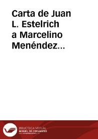 Portada:Carta de Juan L. Estelrich a Marcelino Menéndez Pelayo. Palma de Mallorca, 14  julio 1895