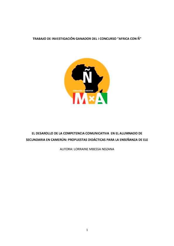 El desarrollo de la competencia comunicativa en el alumnado de secundaria en Camerún: propuestas didácticas para la enseñanza de ELE / Lorraine Mbessa Ndzana | Biblioteca Virtual Miguel de Cervantes