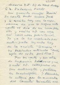 Portada:Carta de Carlos Esplá a Indalecio Prieto. México, D. F., 27 de marzo de 1961