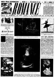 Portada:Romance : Revista Popular Hispanoamericana. Año II, núm. 22, 15 de marzo de 1941