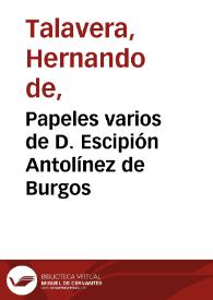 Portada:Papeles varios de D. Escipión Antolínez de Burgos 