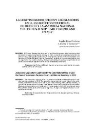 Más información sobre La legitimidad de jueces y legisladores en el Estado constitucional de derecho: la Asamblea Nacional y el Tribunal Supremo venezolano en 2016 / Rogelio Pérez Perdomo, Andrea Y. Santacruz