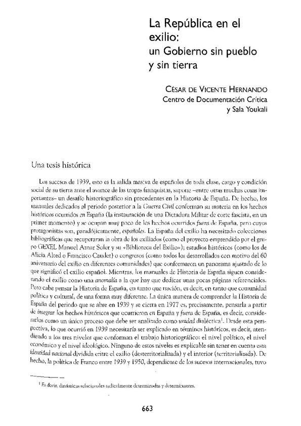La República en el exilio: un Gobierno sin pueblo y sin tierra
 / César de Vicente Hernando | Biblioteca Virtual Miguel de Cervantes