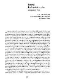 Portada:España: dos Repúblicas, dos cubanos y más  / Luis Toledo Sande