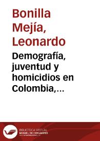 Portada:Demografía, juventud y homicidios en Colombia, 1979-2006