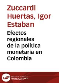 Portada:Efectos regionales de la política monetaria en Colombia